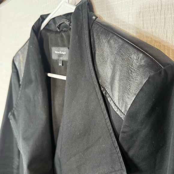 Mackage trench coat with leather trim large black cotton - Picture 9 of 15